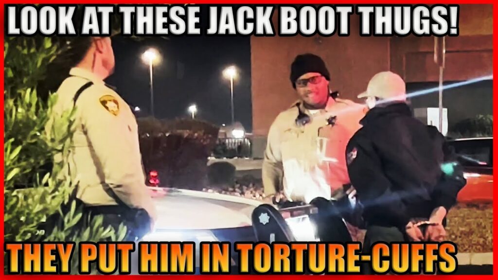 TYRANNICAL THUGS HAND-CUFF MAN AND DETAIN HIM!