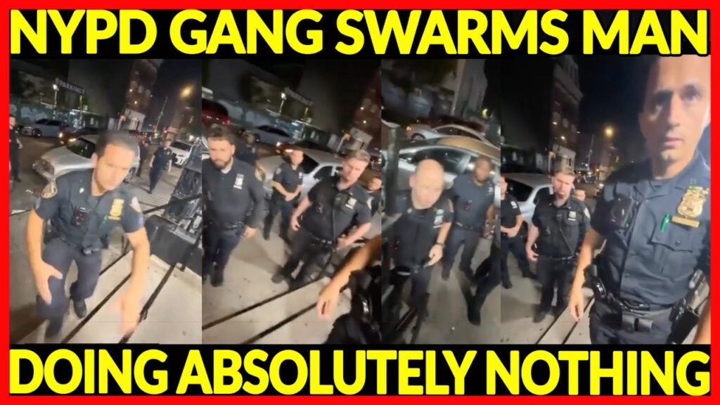 NYPD GANG SWARMS MAN WHILE HE IS FILMING