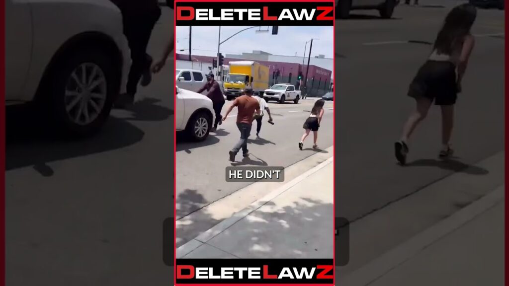 ICE OFFICER OFFS PROTESTER WITH HIS COP CAR!