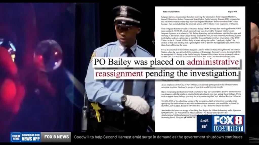 NEW ORLEANS COP TESTS DIRTY FOR DRUGS, GETS SUSPENDED AND PAID ALMOST $13,000