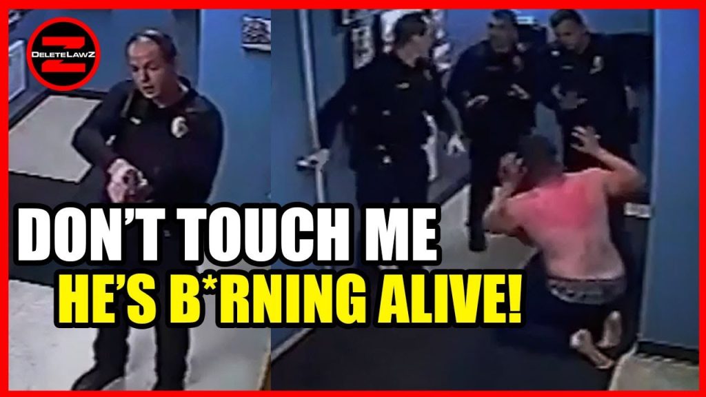 COPS RUN AWAY FROM MAN AFTER THEY SET HIM ON F*RE!