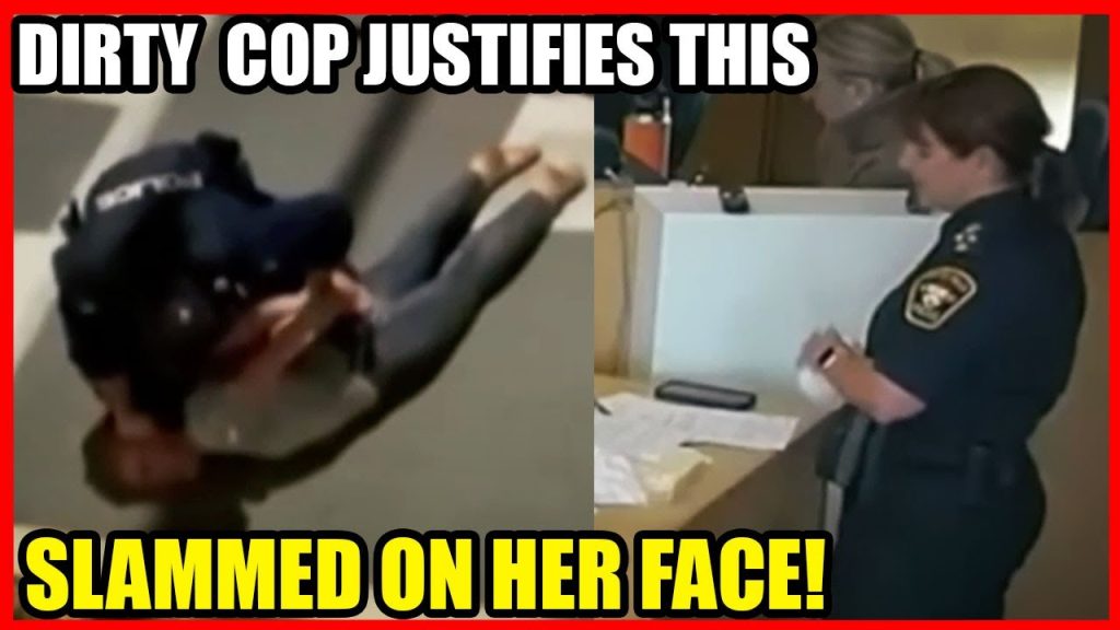 COP THROWS WOMAN THAT'S IN HAND-CUFFS ON HER FACE!