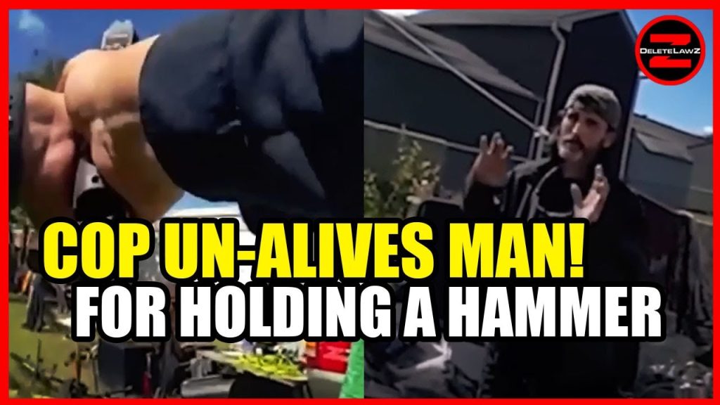 COP OFFS MAN FOR HAVING A HAMMER IN HIS HAND WHILE HE WAS FLEEING!
